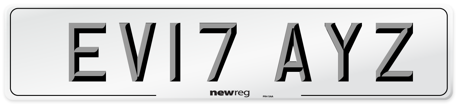 EV17 AYZ Number Plate from New Reg